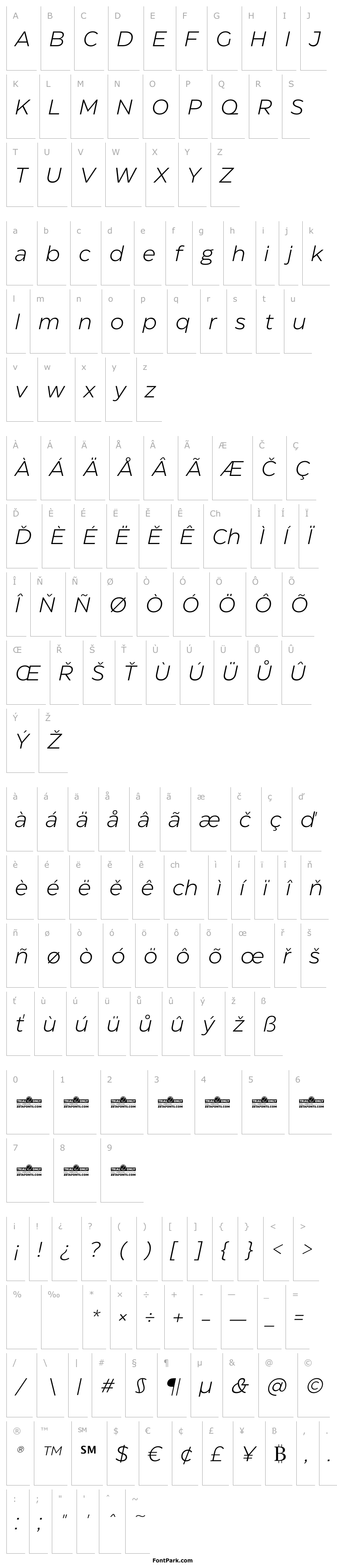 Přehled Eastman Trial Light Italic