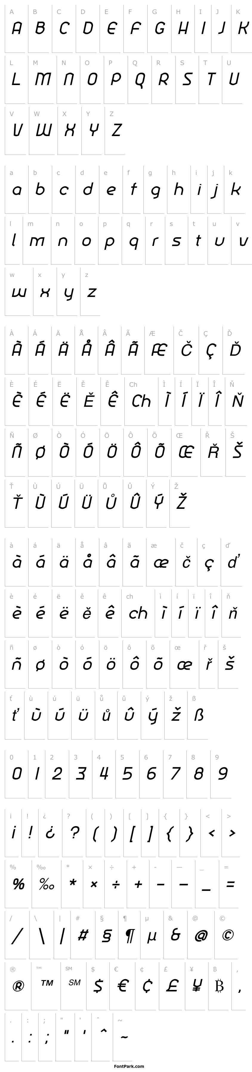 Přehled Ekela Regular Italic