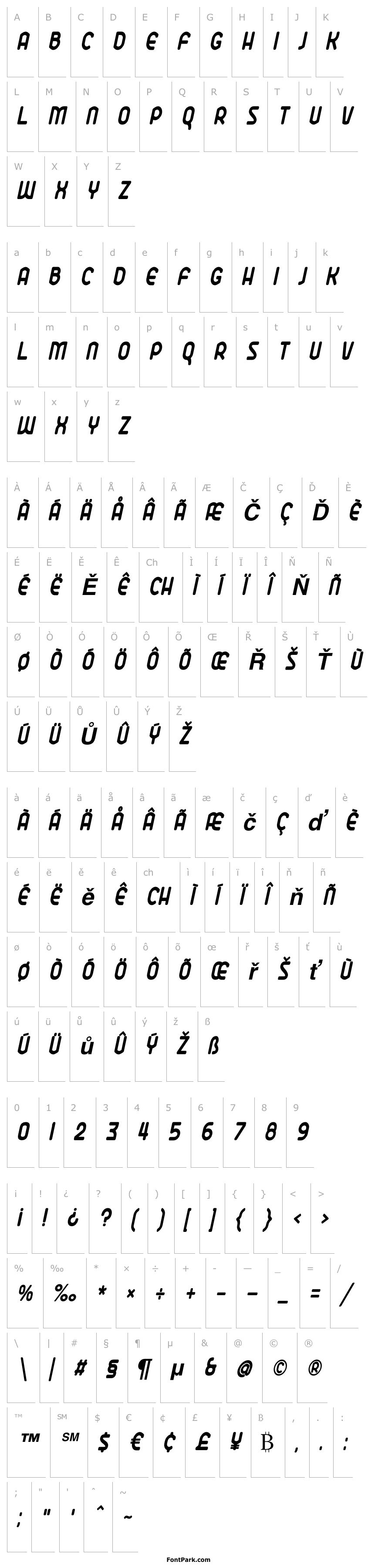 Přehled Ekela Round Bold Condensed Italic