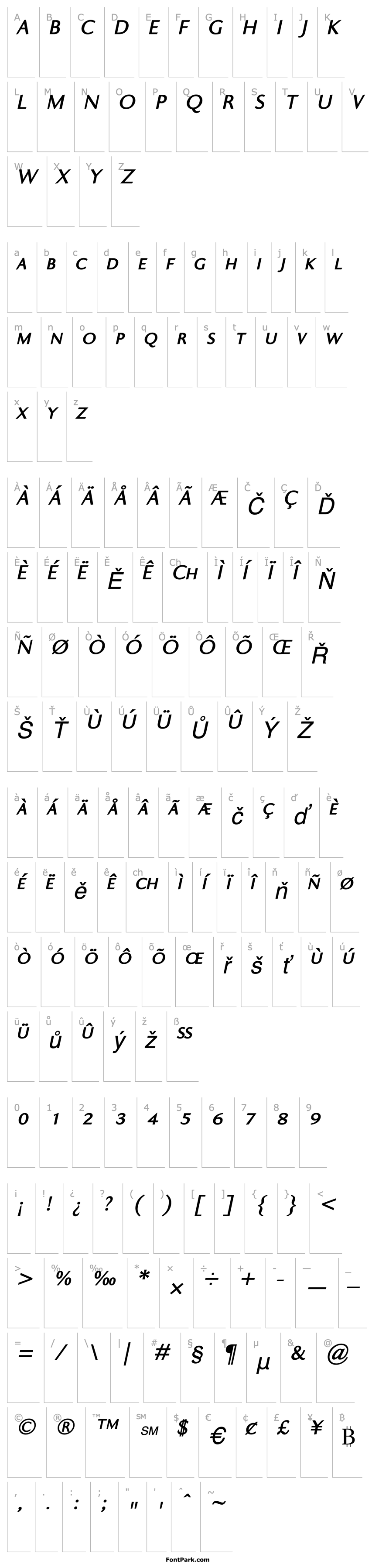 Přehled Ela Sans Bold Caps Italic PDF