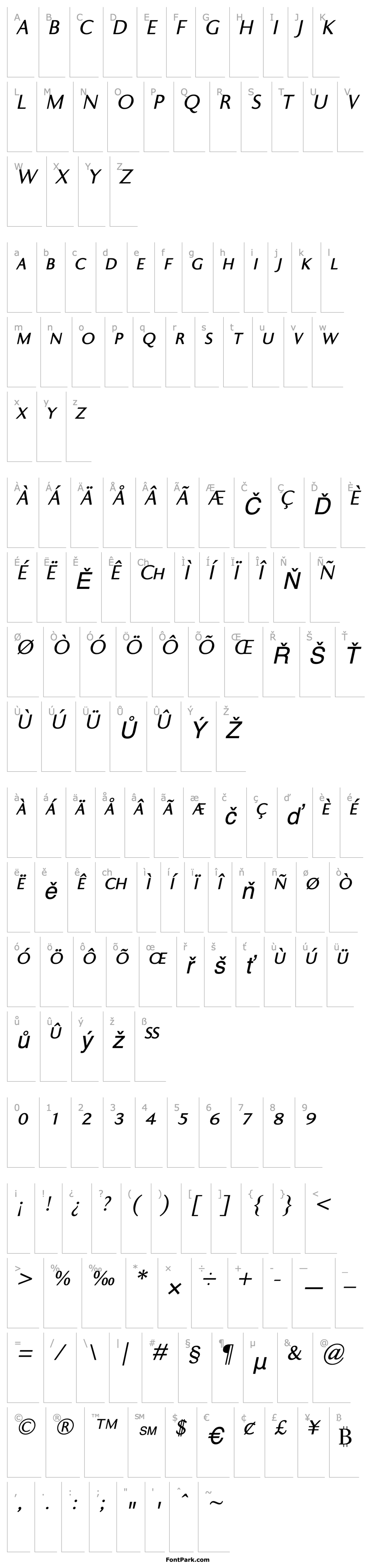 Přehled Ela Sans Plain Caps Italic PDF