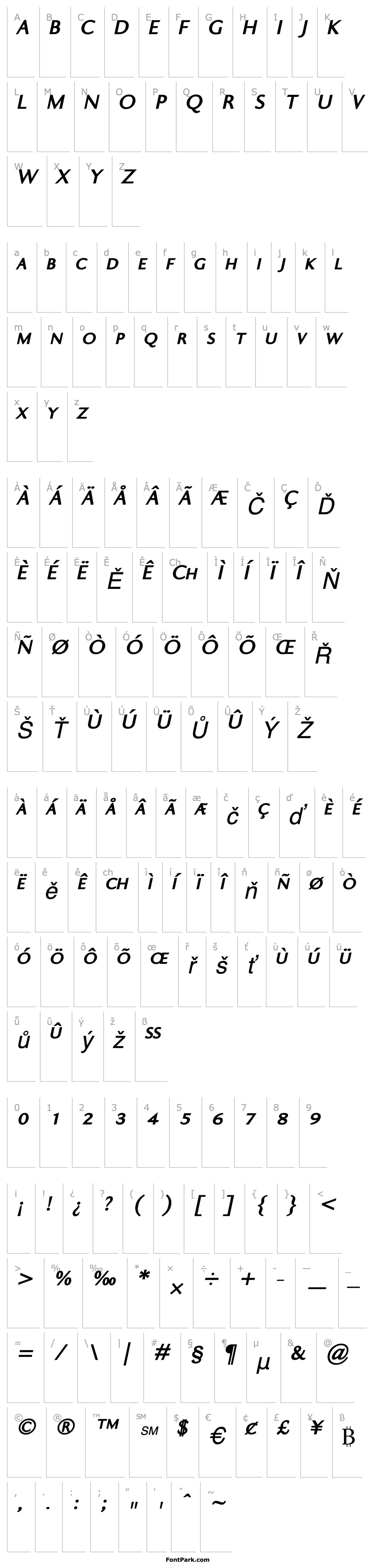 Přehled Ela Sans XBold Caps Italic PDF