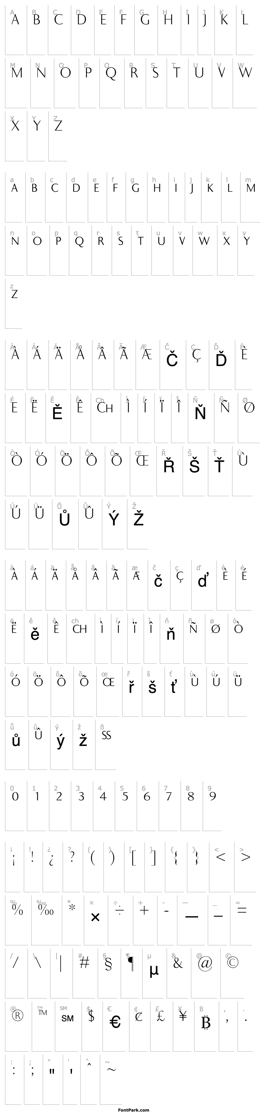 Přehled Ela Sans XLight Caps PDF