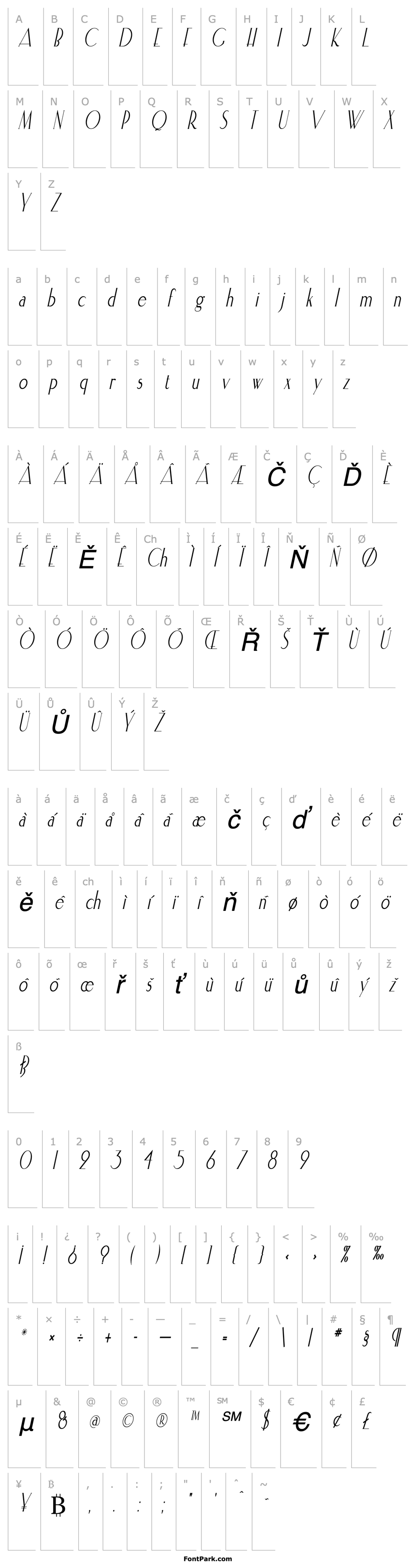 Přehled ElisiaCondensed Italic