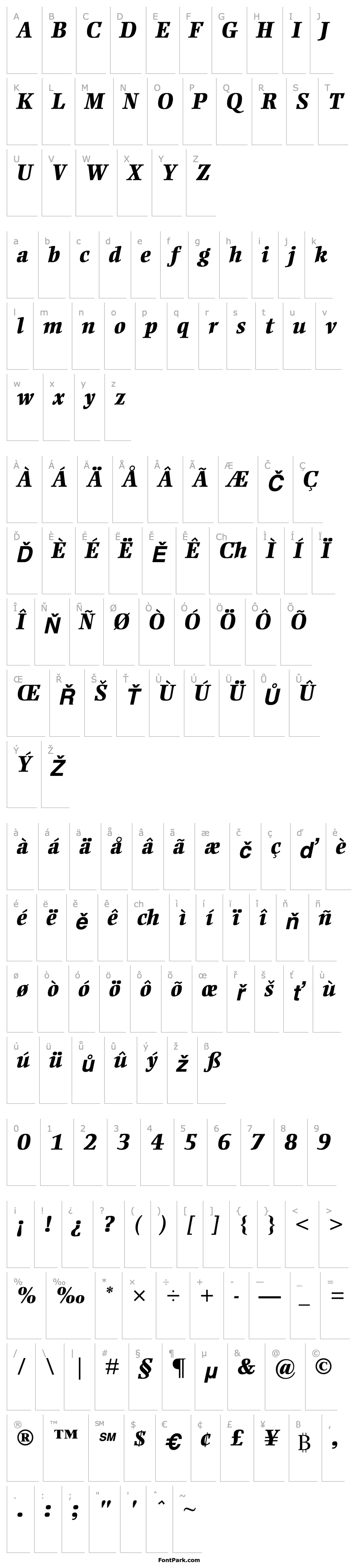 Overview EllingtonMT-ExtraBold Italic