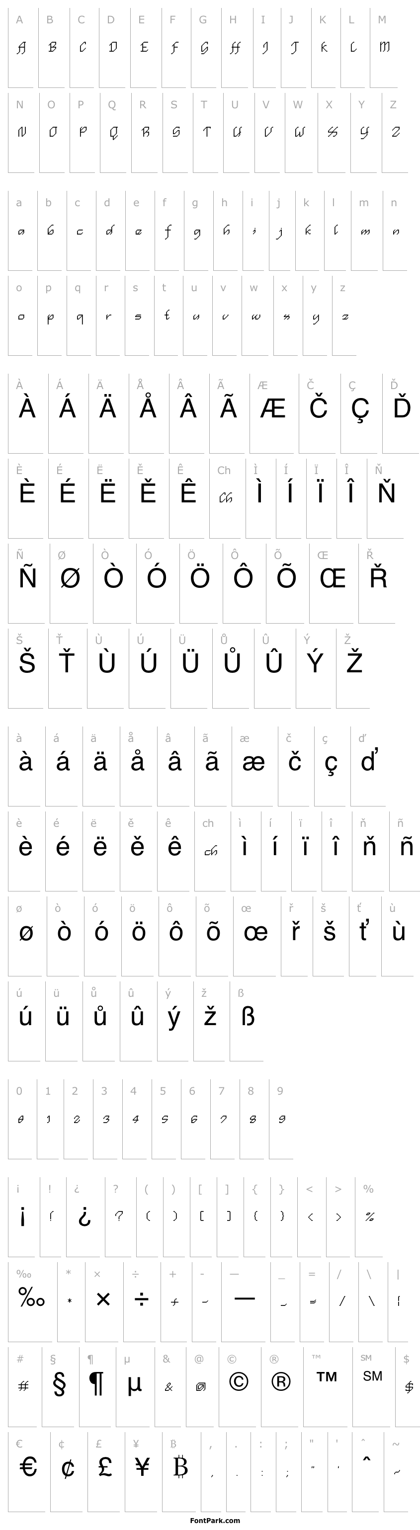 Přehled en simple script Regular