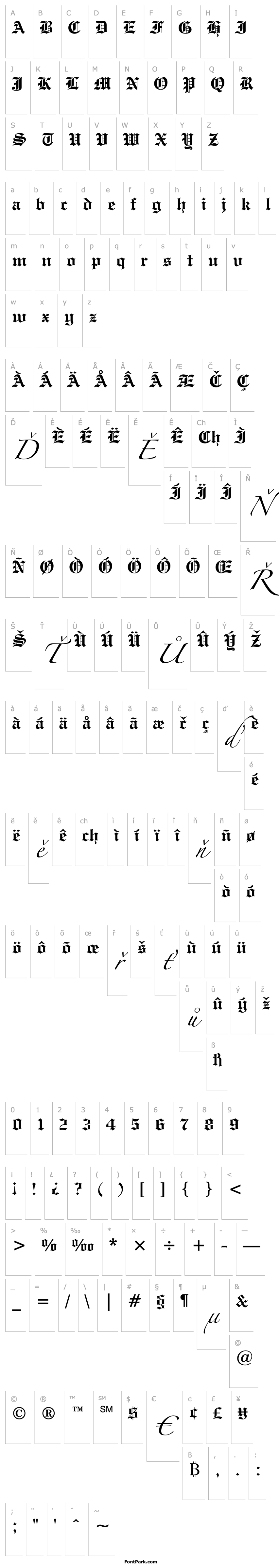 Přehled Engravers' Old English Bold BT