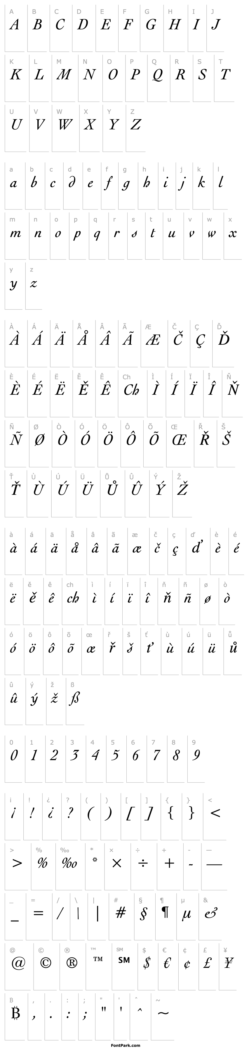 Přehled EngrvOs205 BT Italic