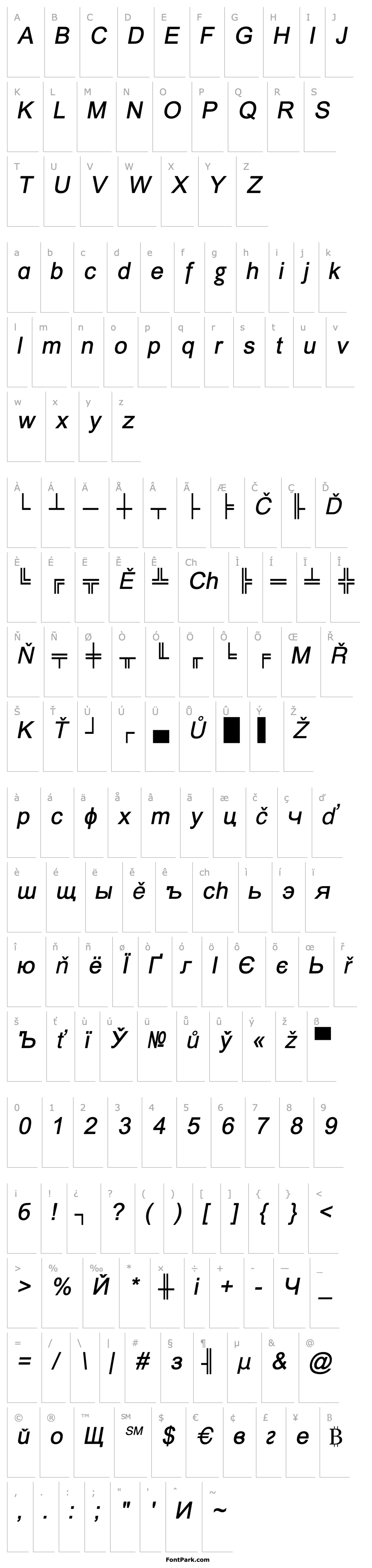 Overview ER Univers 866 Italic