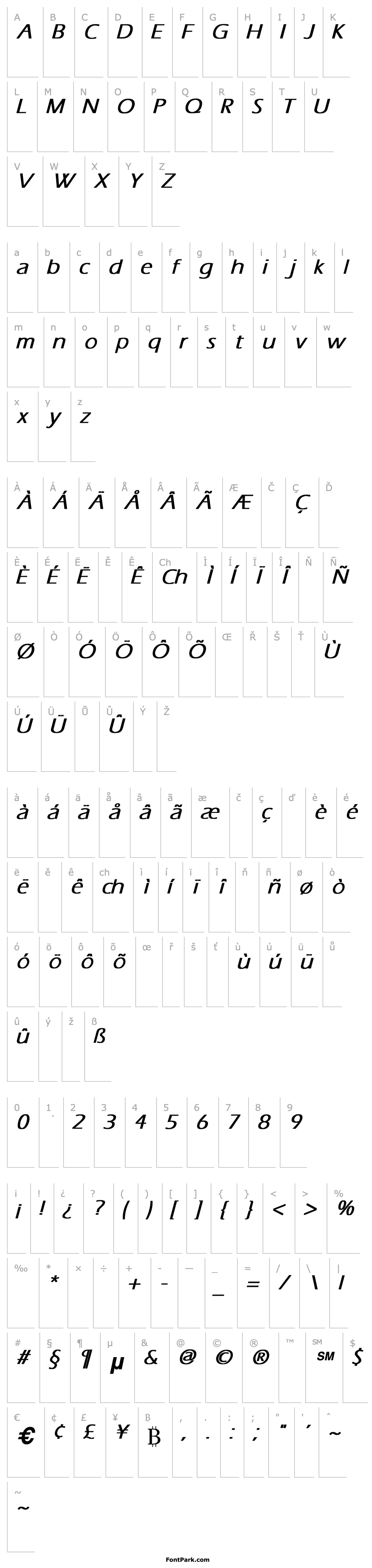 Overview Eras Bold Italic