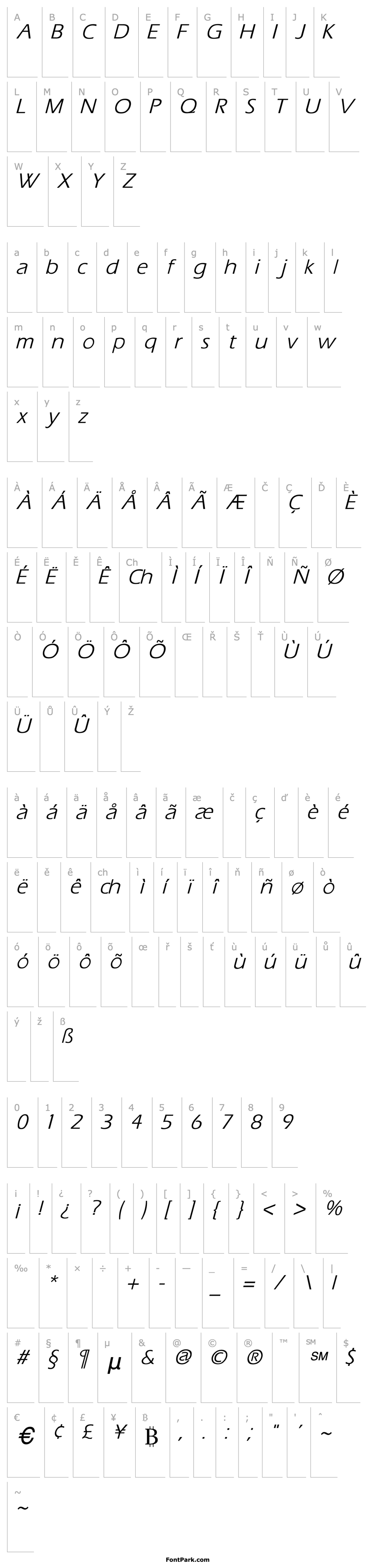 Přehled Eras Italic