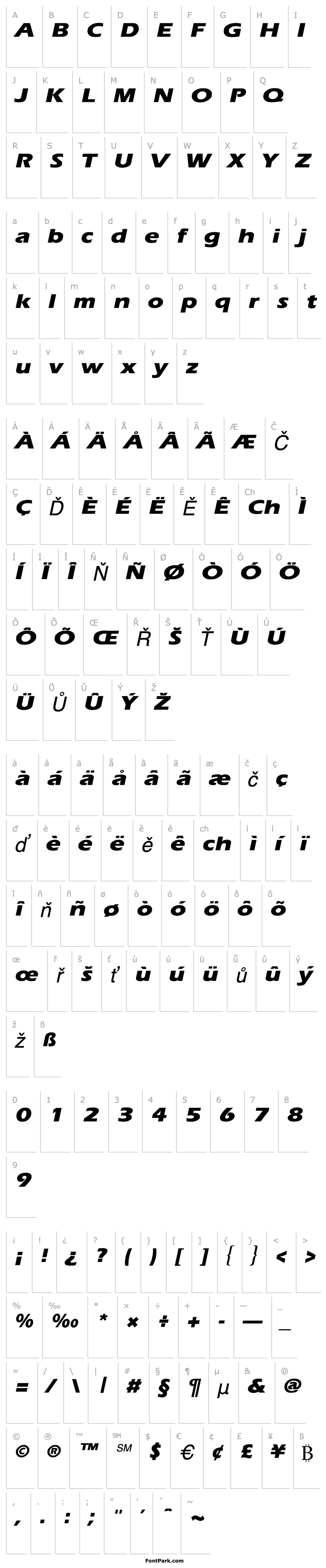 Přehled Ergoe Extrabold Expanded Italic