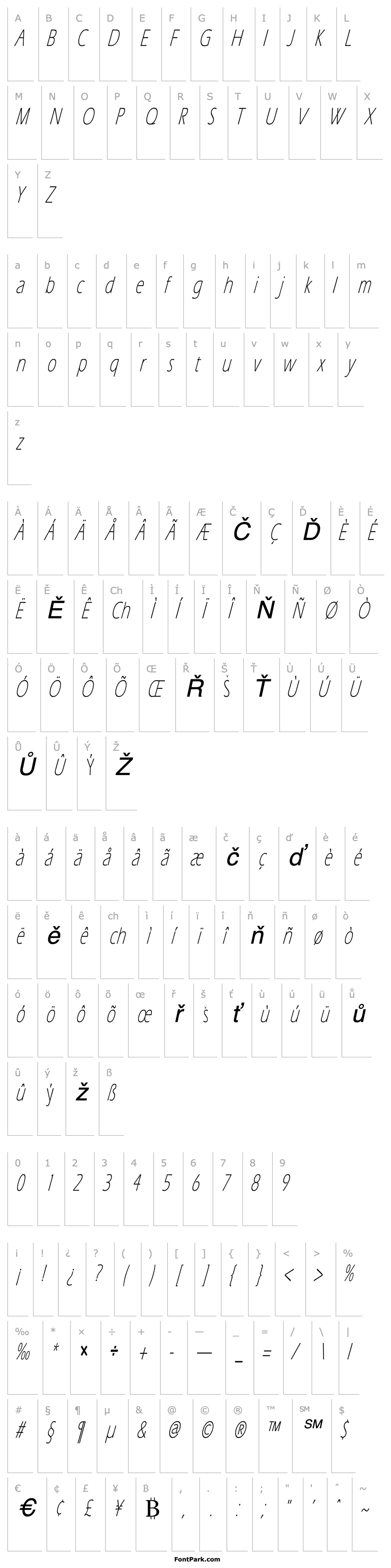 Přehled Eric Lite Italic