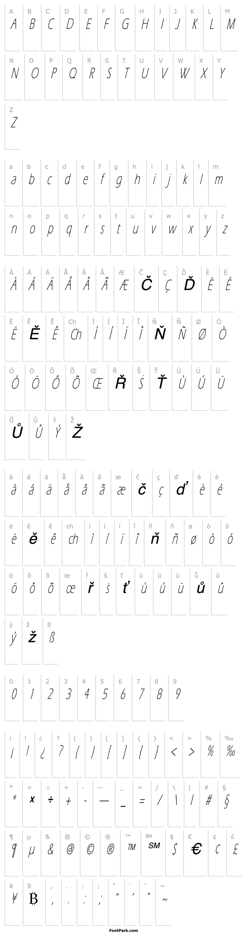 Přehled Eric Lite Thin Italic