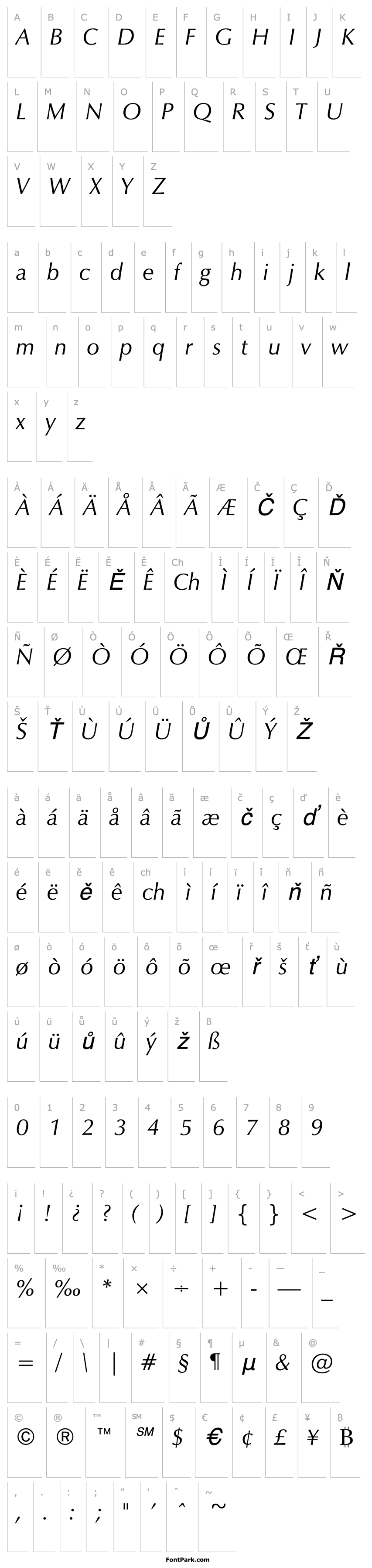 Přehled Eterna Italic