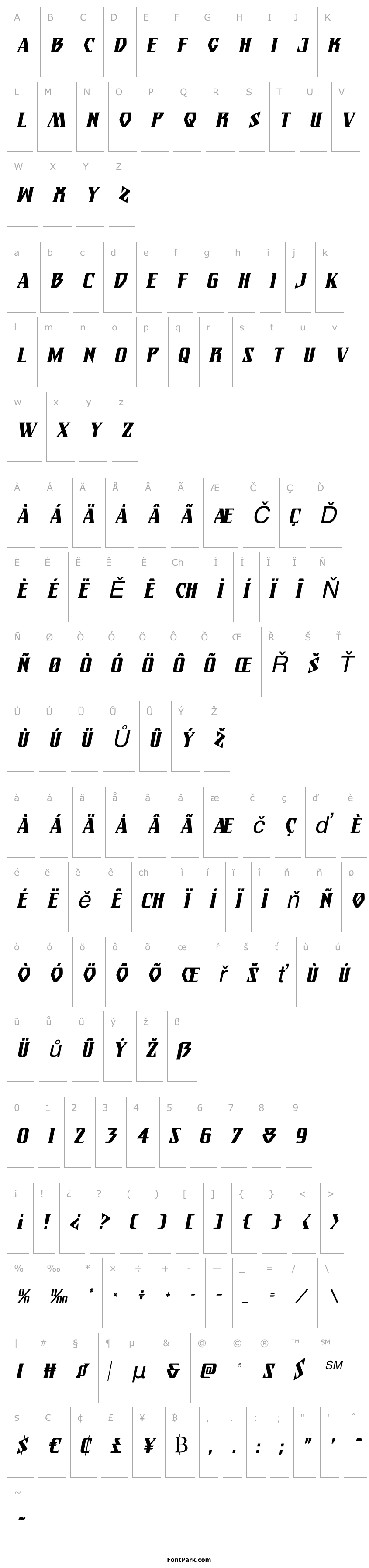 Přehled Eternal Knight Condensed Italic