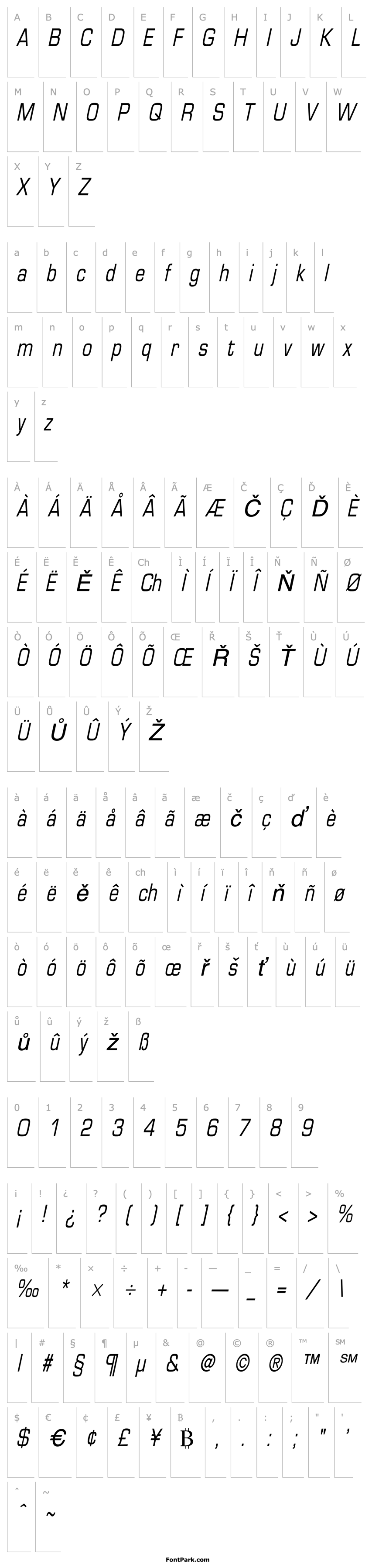 Přehled Eurasia Condensed Italic