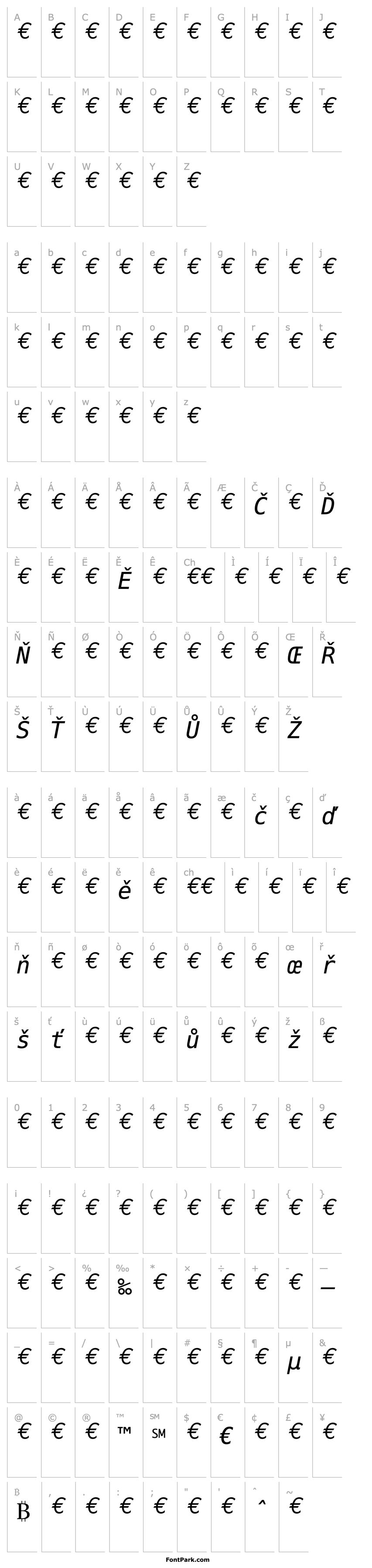 Overview EuroMono-Italic