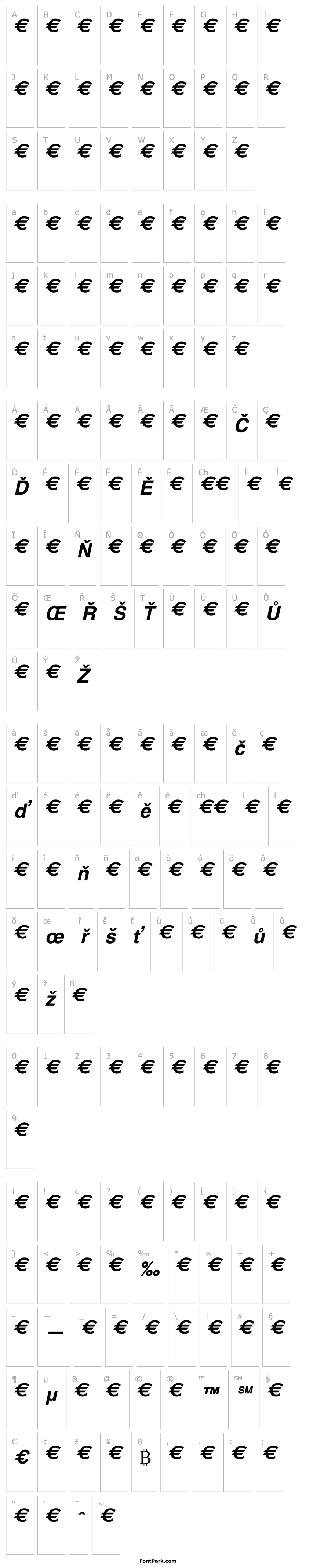 Přehled EuroSans-Bold Italic