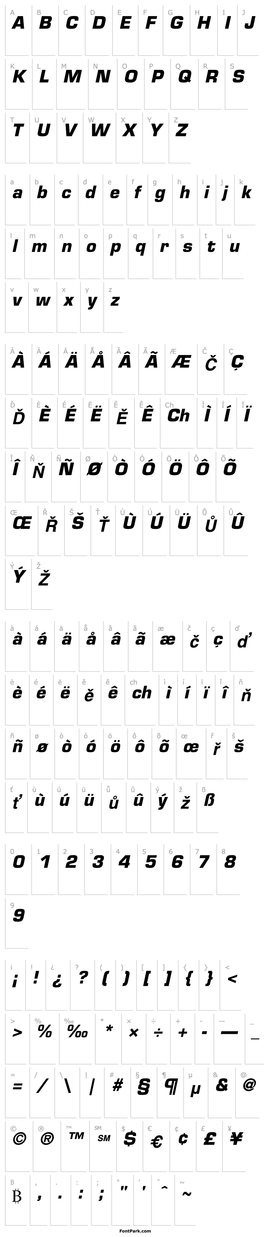 Overview Eurostile-Bold Oblique