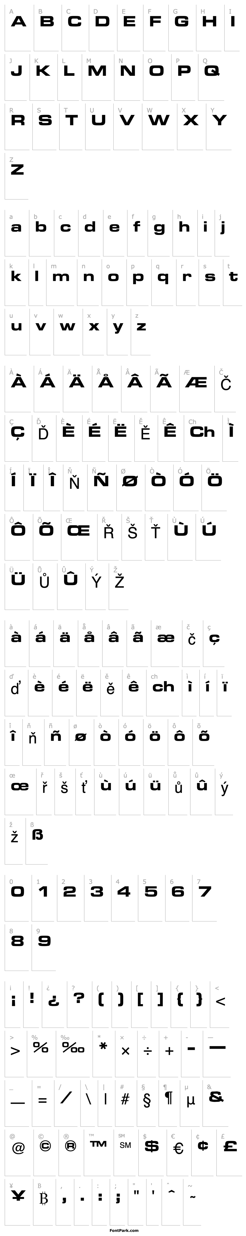 Přehled Eurostile MN Extended Bold