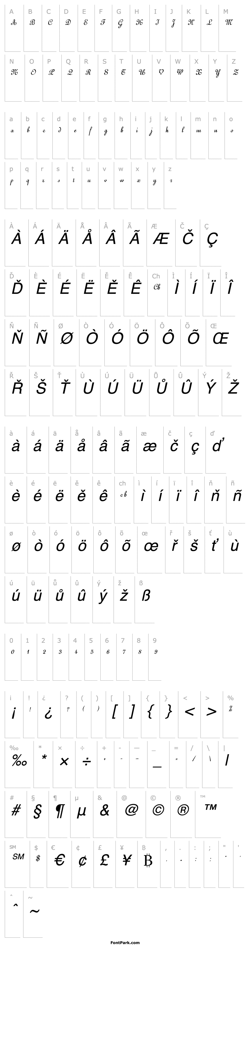 Přehled EustonScriptSSK Italic