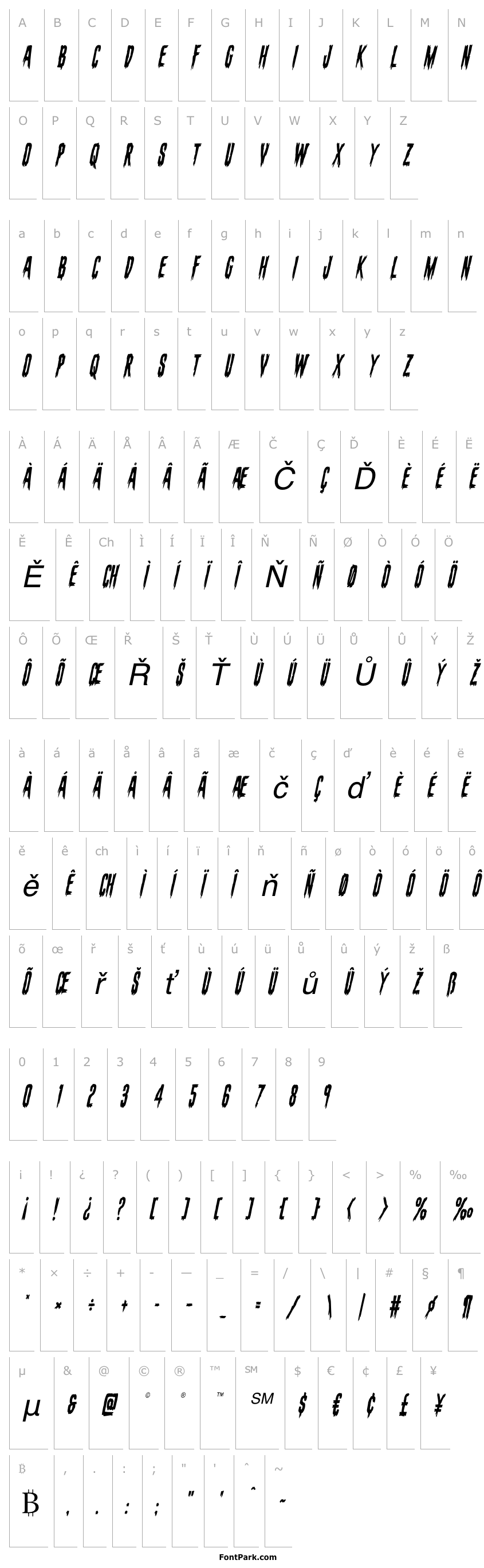 Přehled Eva Fangoria Condensed Italic