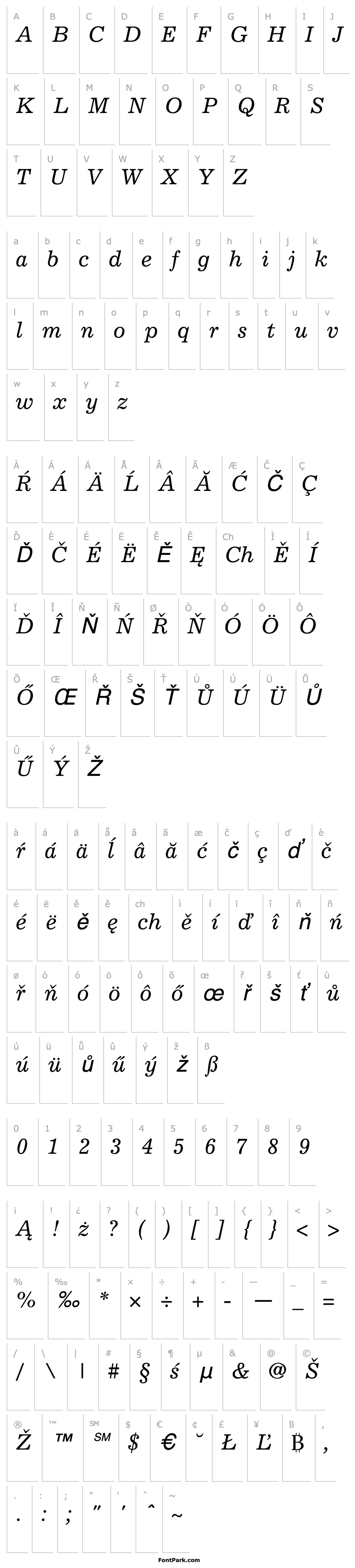 Přehled ExcelsiorEastA-Italic