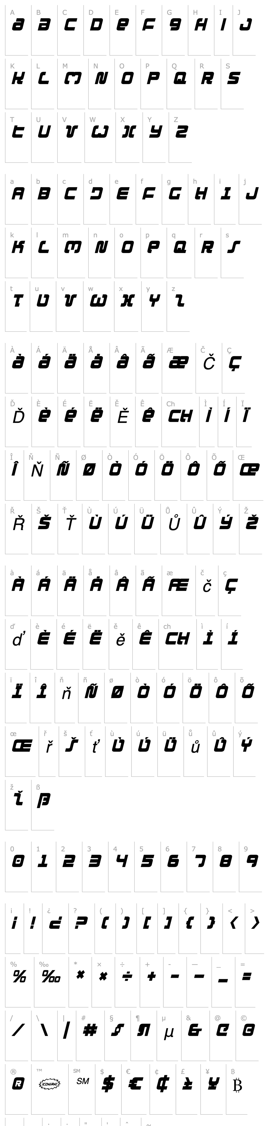Overview Exedore Condensed Italic