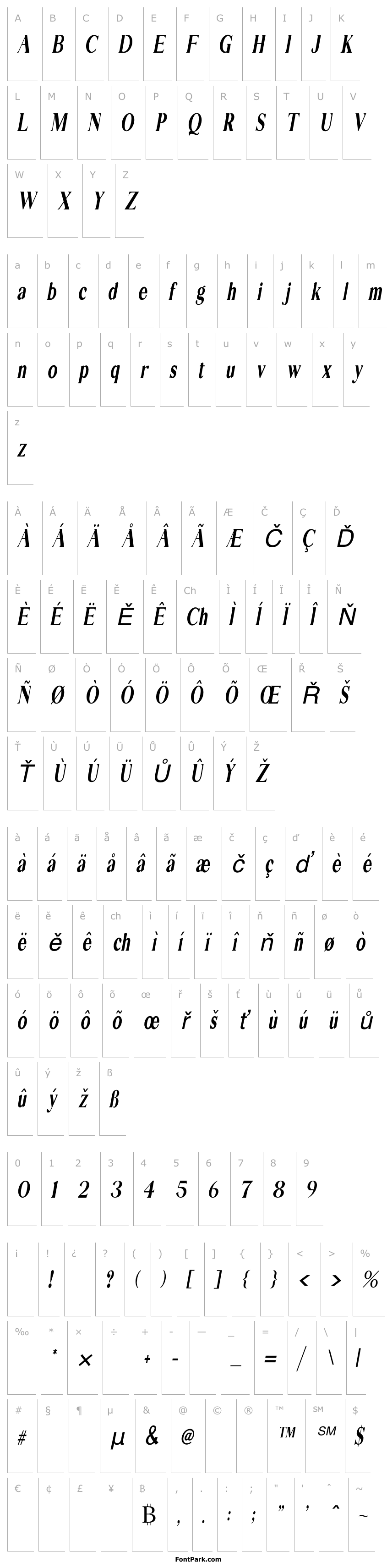 Overview EXTRASerif-Italic
