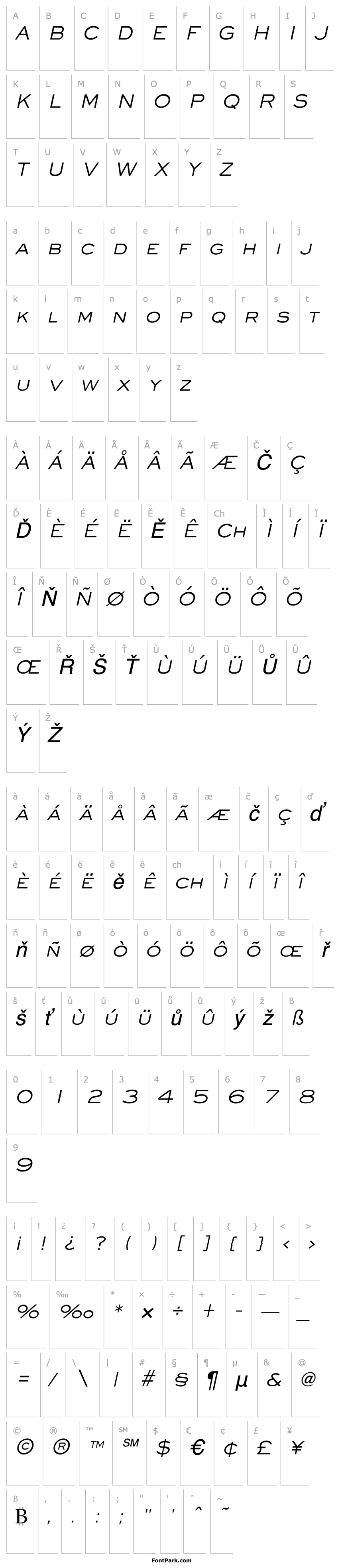 Přehled Eye glass Italic