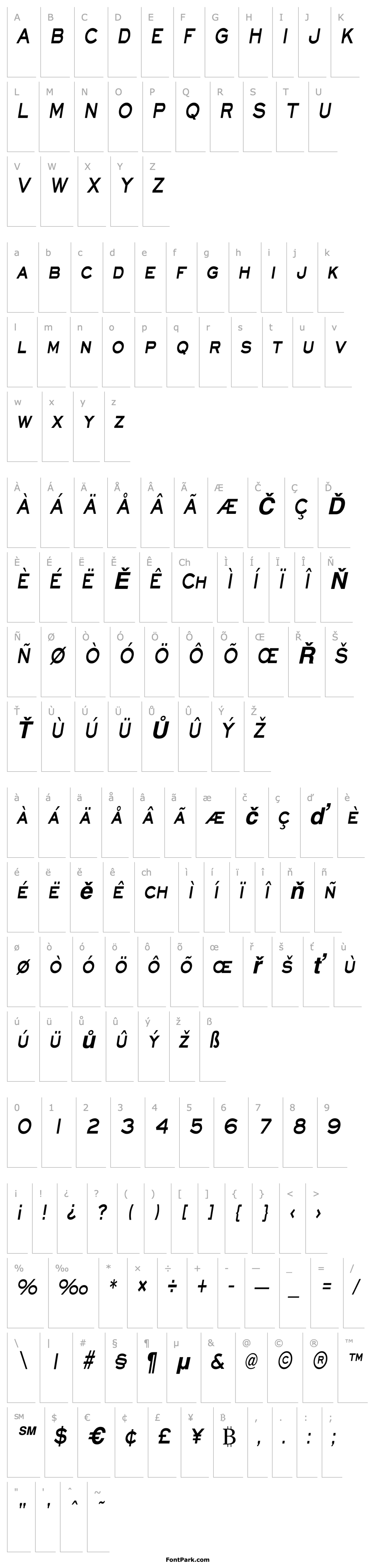 Overview EyechartCondensed Bold Italic