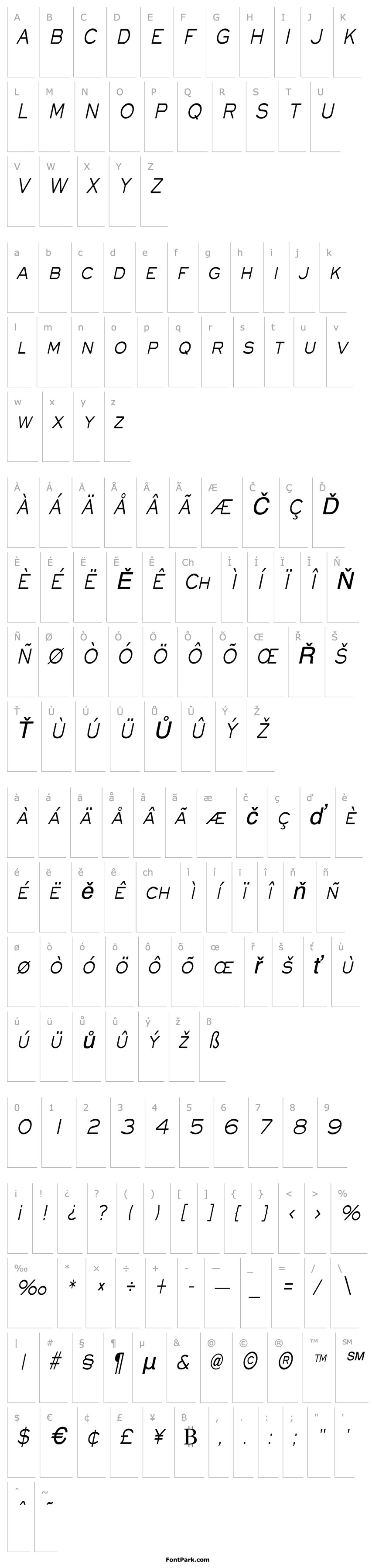 Přehled EyechartCondensed Italic