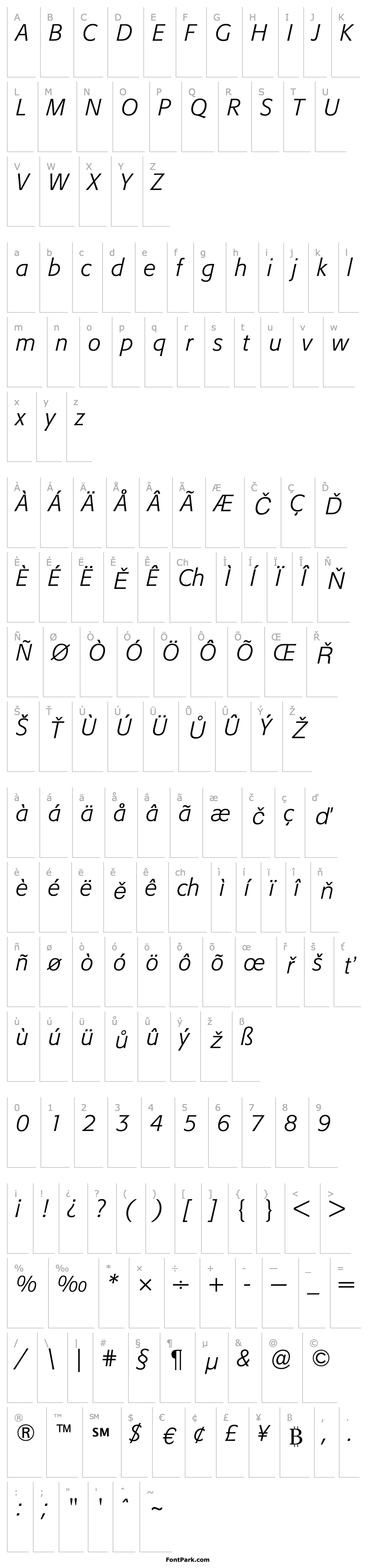 Přehled Formata-Light Italic