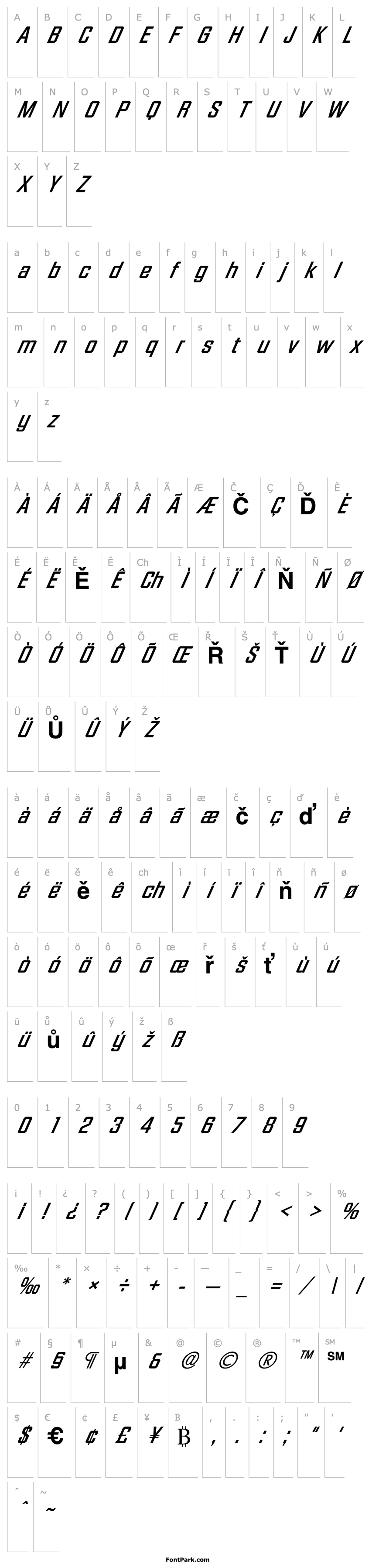 Přehled Facet-XXitalic Bold