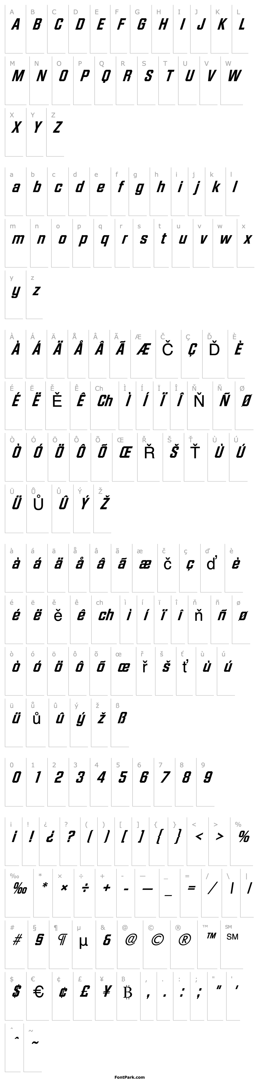 Přehled FacetExtrabold-Xitalic Regular