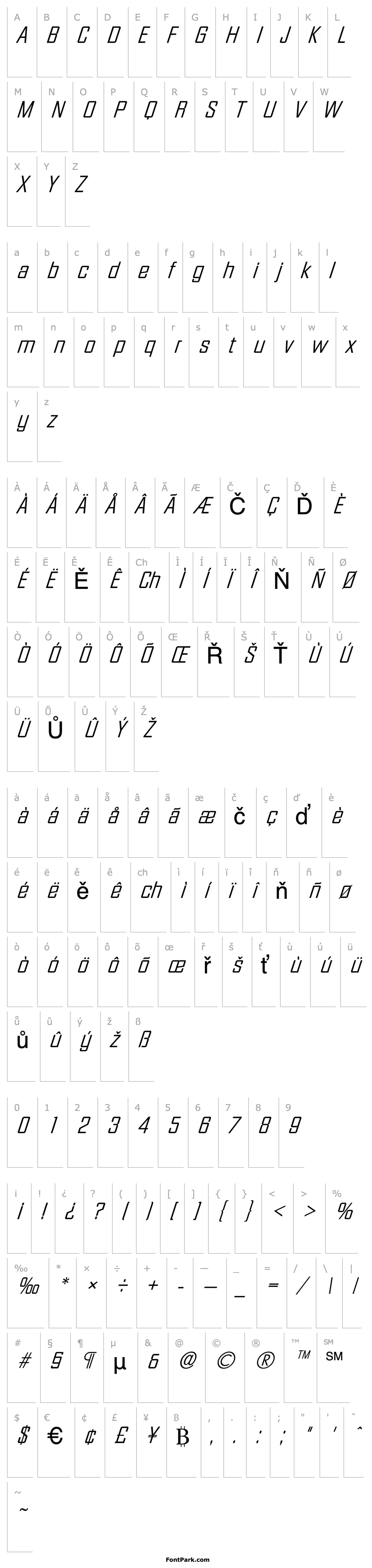 Overview FacetLight-Xitalic Regular