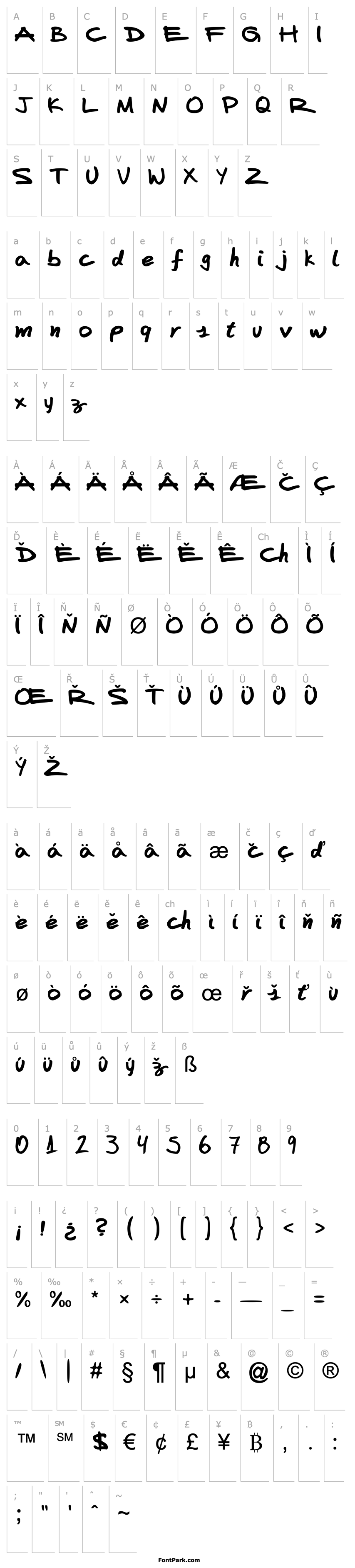 Přehled FAFERS True Type Handwriting Font