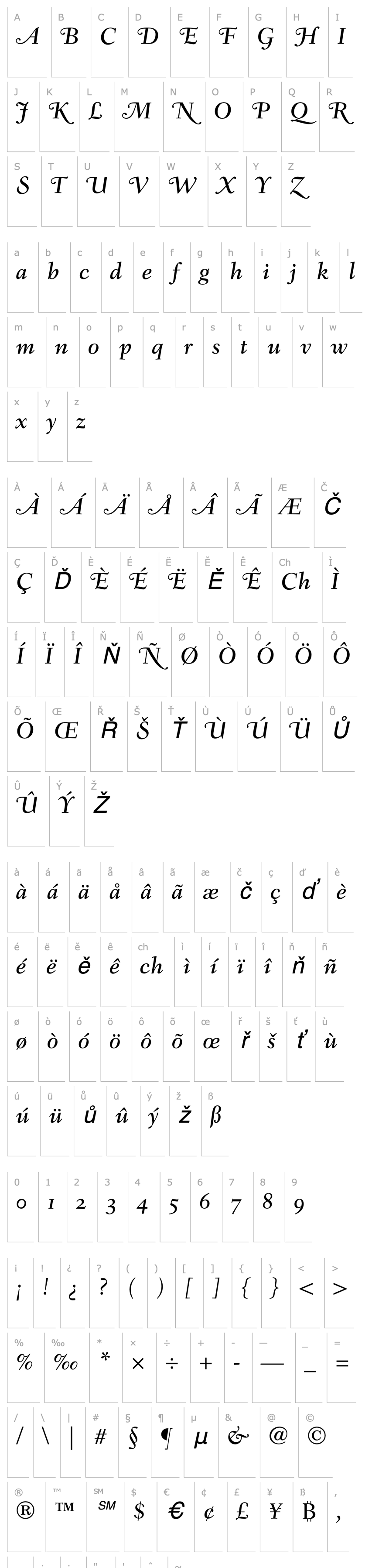 Overview Fairfield LH 56 Swash Medium Italic Old Style Figures