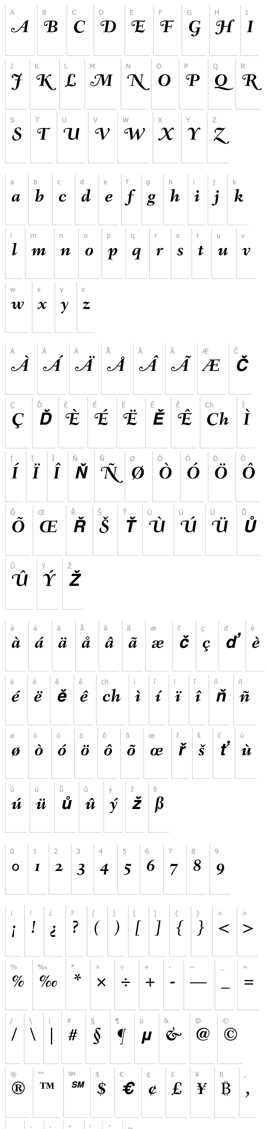 Overview Fairfield LH 76 Swash Bold Italic Old Style Figures