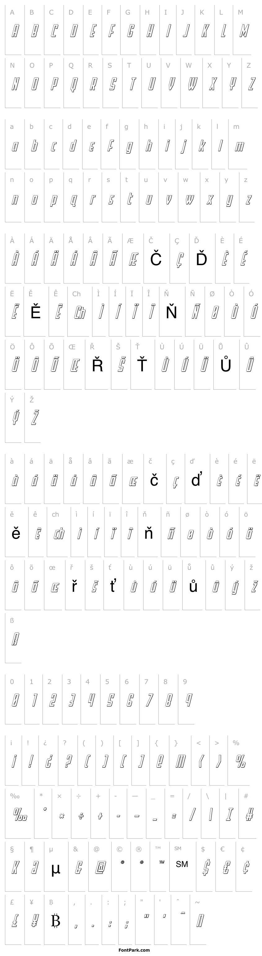 Přehled Falzon Outline Italic