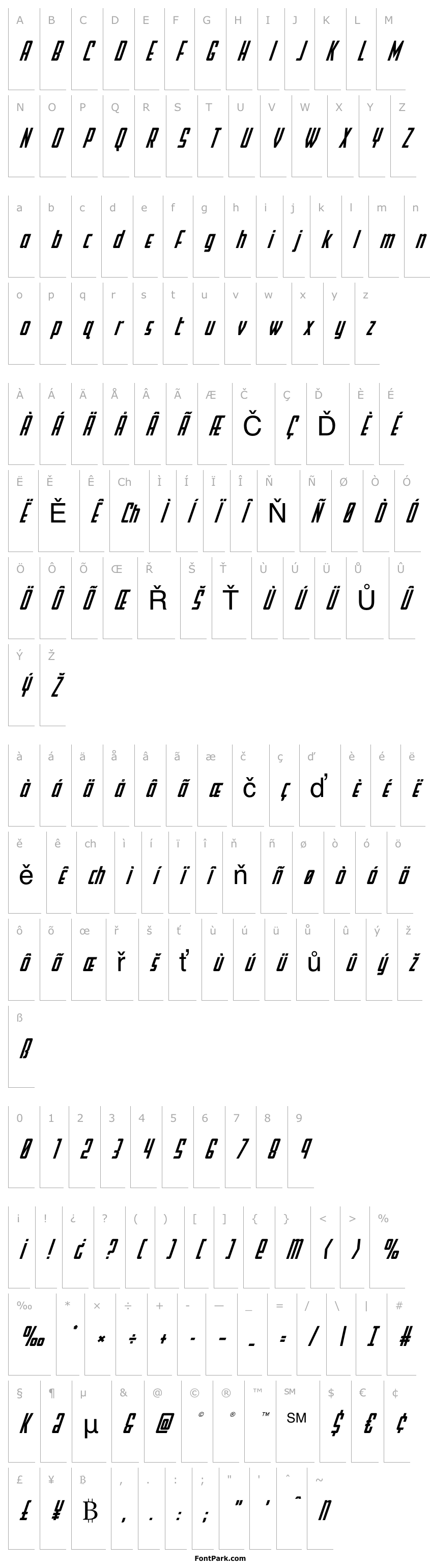 Overview Falzon Super-Italic