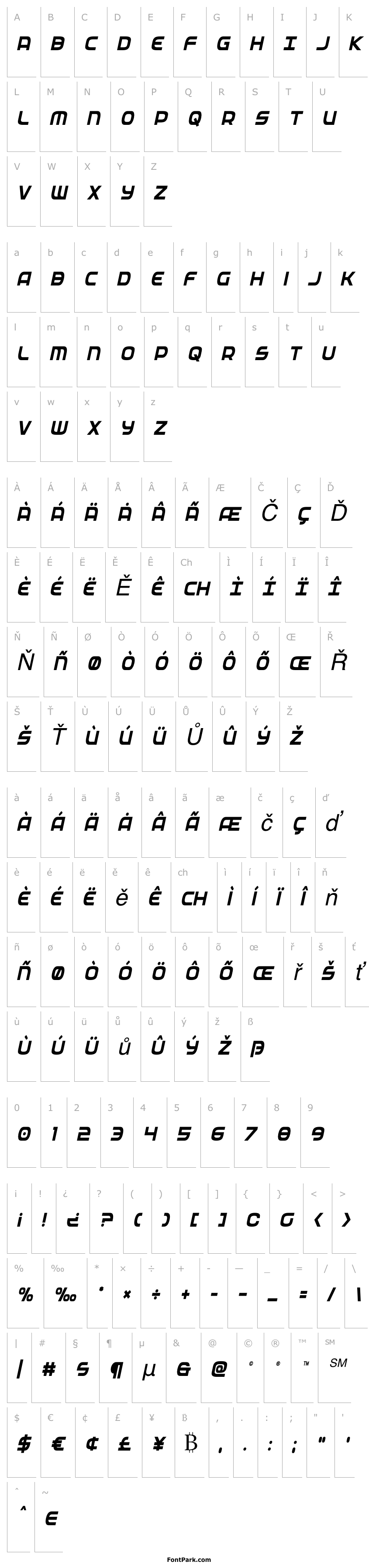 Přehled Federal Service Semi-Bold Condensed Italic