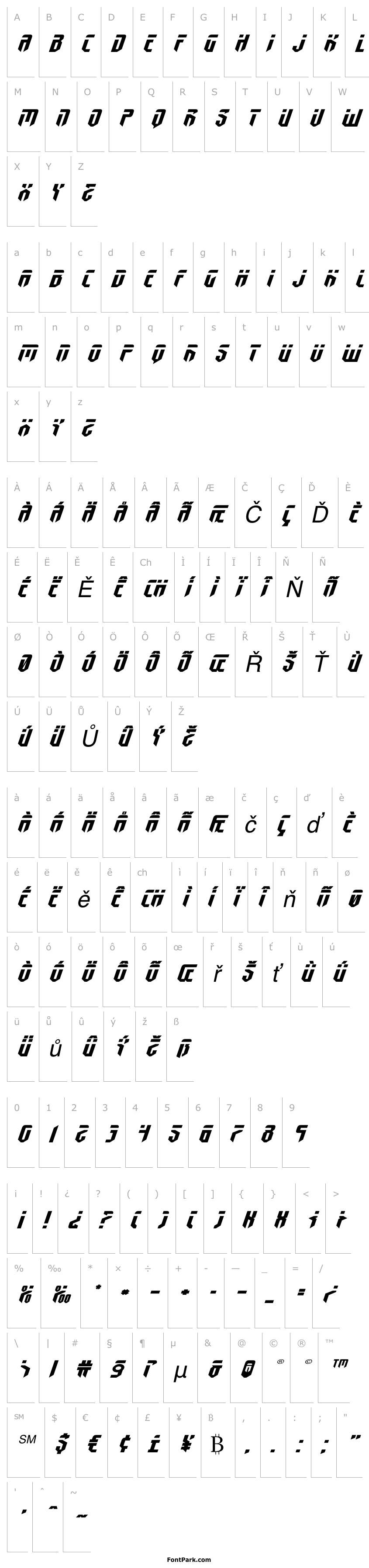 Přehled Fedyral Extra-Expanded Italic