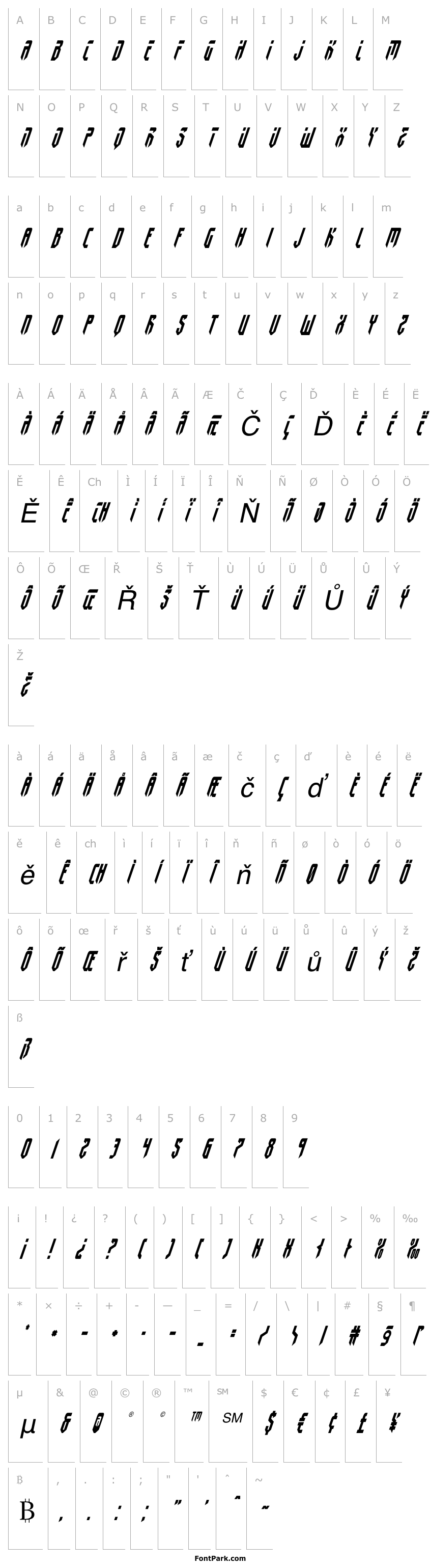 Přehled Fedyral II Condensed Italic