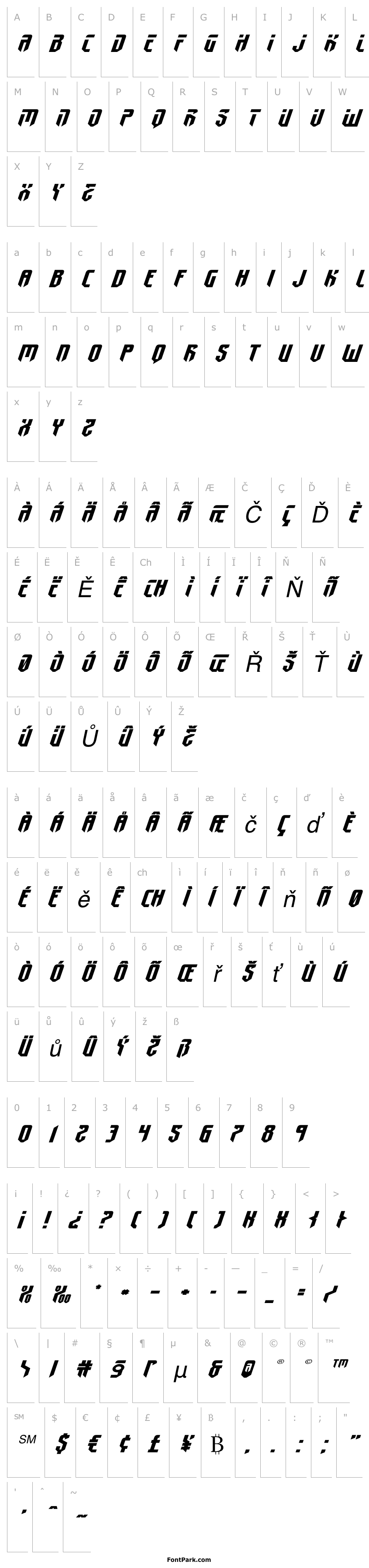 Přehled Fedyral II Extra-Expanded Italic