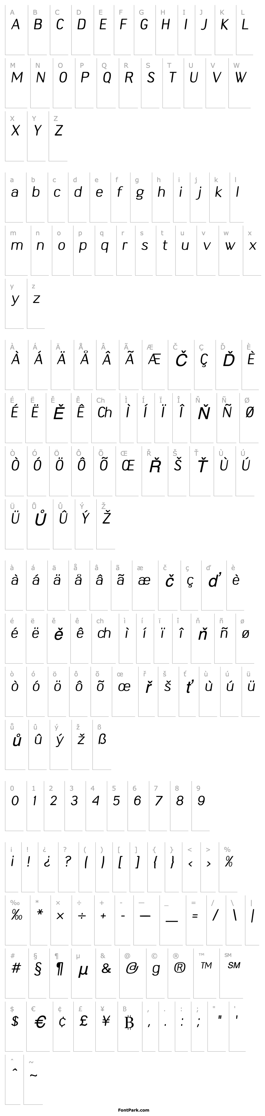 Overview Felthgothic-Italic