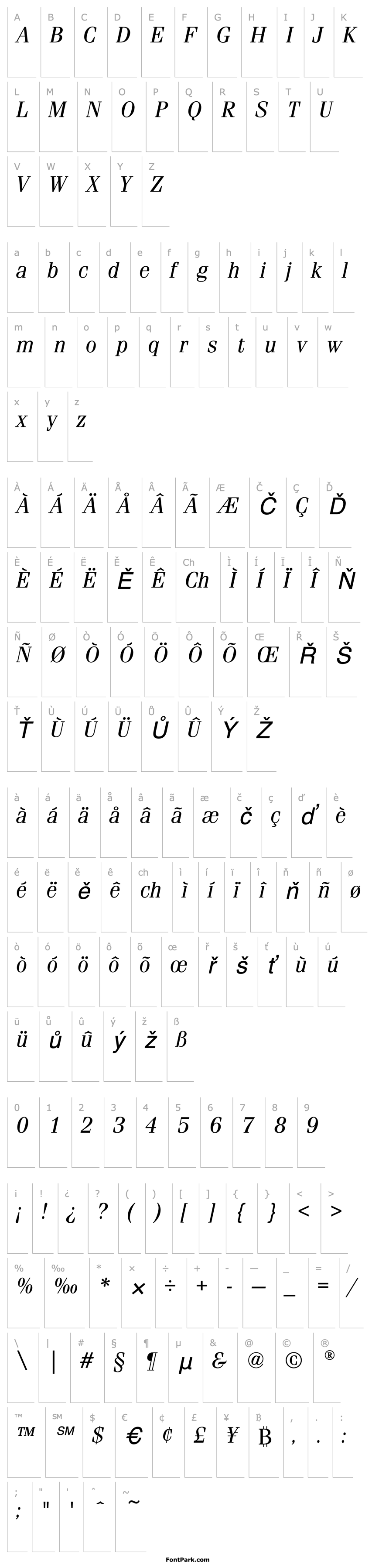 Overview FeniceEF-RegularItalic