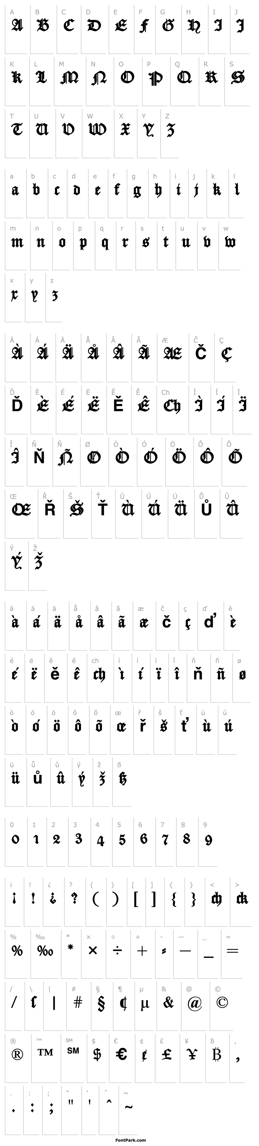 Overview Fette Caslon Gotisch OsF