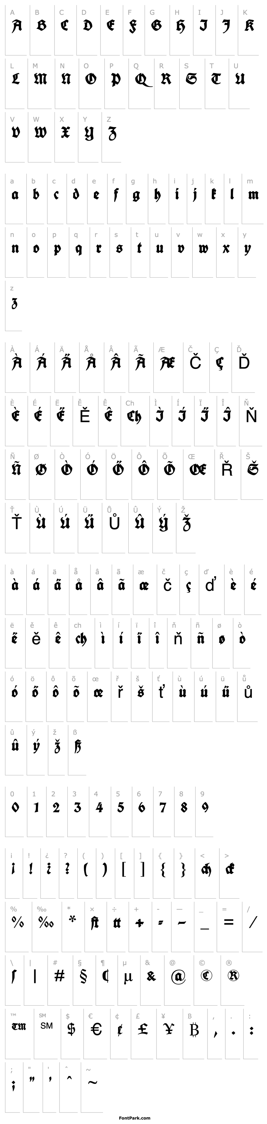 Overview Fette deutsche Schrift